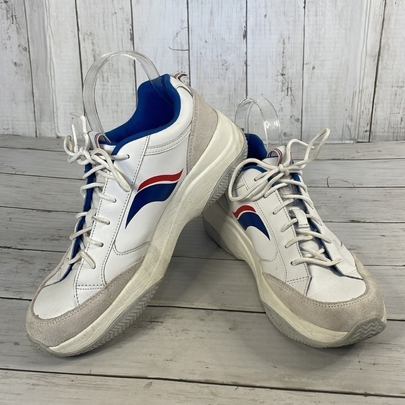 Keds K-89 White Chunky Leather Sneaker with Red&White Wave Accent - Picture 9 of 11